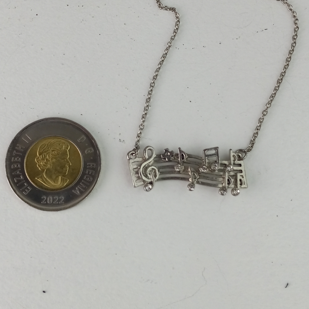 Musical Notes Necklace with Rhinestones - Picture 5 of 5